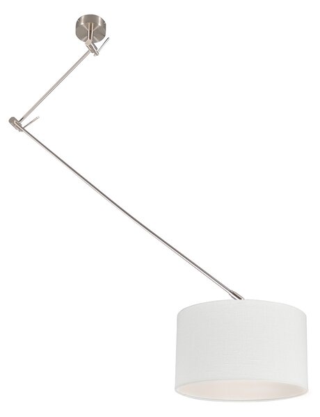 Lampada a sospensione intelligente in acciaio con paralume bianco 35 cm incl. Wifi A60 - Blitz
