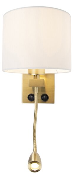 Lampada da parete intelligente oro con paralume bianco incl. Wifi A60 - Brescia