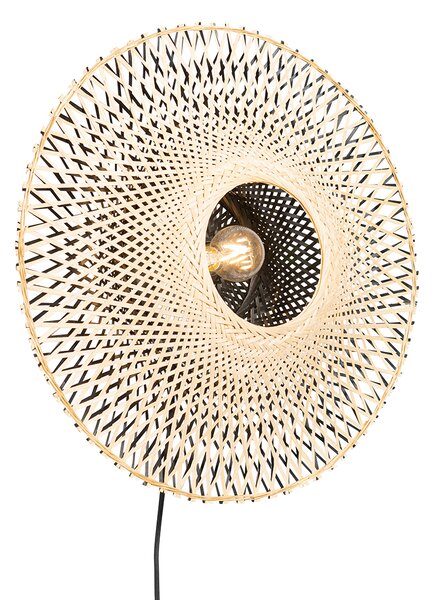 Lampada da parete intelligente in bambù 50 cm con spina incl. Wifi A60 - Rina