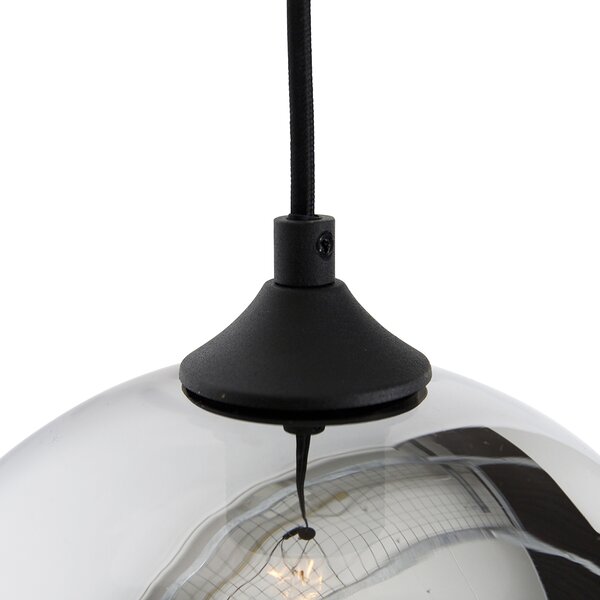 Lampada a sospensione intelligente nera con vetro fumé incl. Wifi A60 - Wallace