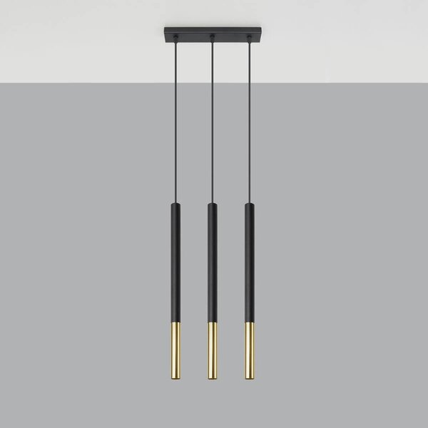 Lampada a Sospensione in Acciaio MOZAICA 3L Nero 3xG9