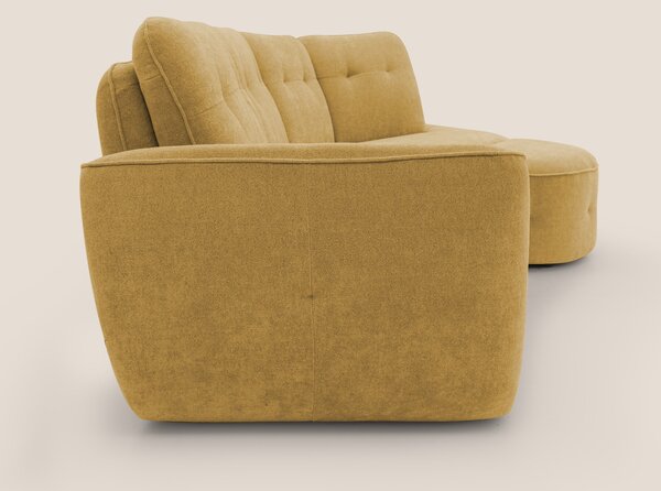 Cerbero divano angolare con pouf mobile in morbido bouclé impermeabile