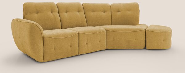 Cerbero divano angolare con pouf mobile in morbido bouclé impermeabile