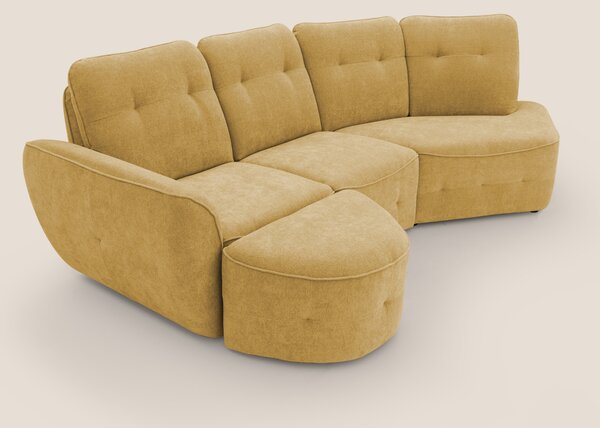 Cerbero divano angolare con pouf mobile in morbido bouclé impermeabile