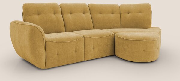 Cerbero divano angolare con pouf mobile in morbido bouclé impermeabile