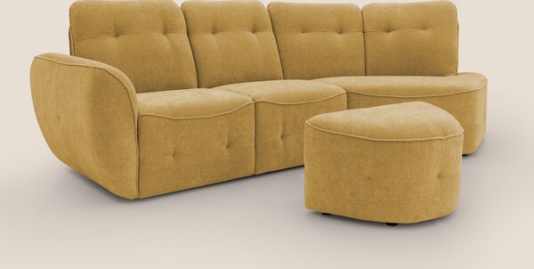 Cerbero divano angolare con pouf mobile in morbido bouclé impermeabile
