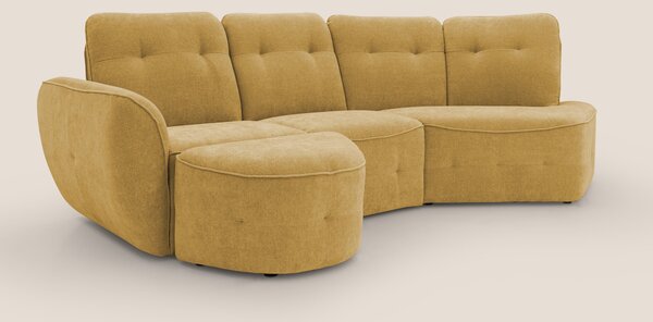Cerbero divano angolare con pouf mobile in morbido bouclé impermeabile