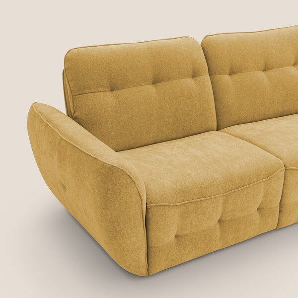 Cerbero divano angolare con pouf mobile in morbido bouclé impermeabile