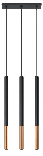 Lampada a Sospensione in Acciaio MOZAICA 3L Nero 3xG9