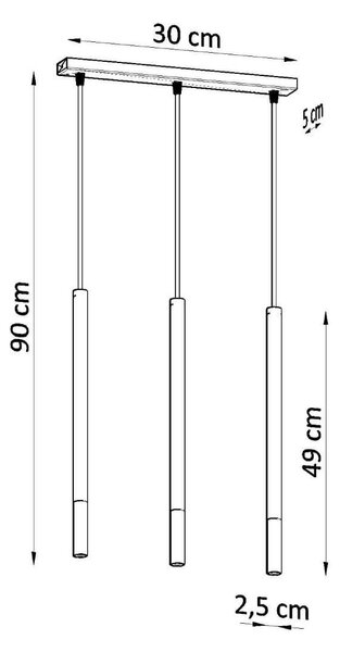 Lampada a Sospensione in Acciaio MOZAICA 3L Nero 3xG9