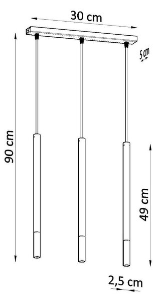 Lampada a Sospensione in Acciaio MOZAICA 3L Nero 3xG9