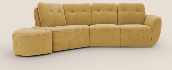 Cerbero divano angolare con pouf mobile in morbido bouclé impermeabile