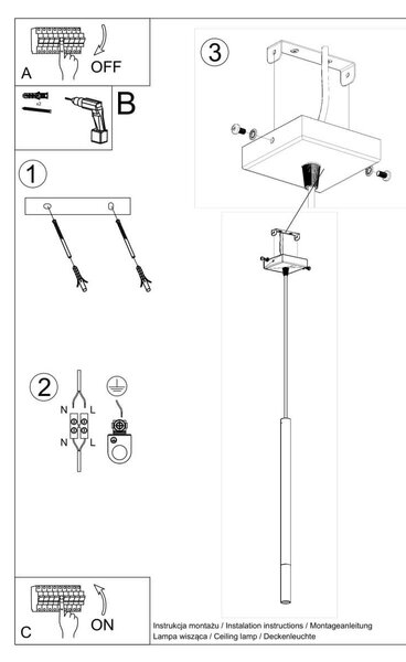 Lampadario a Sospensione MOZAICA 1 G9 Nero/Cromo