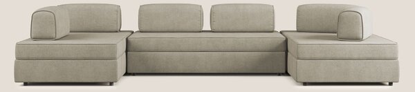 Liberty divano panoramico con pouf estraibile e schienali movibili in