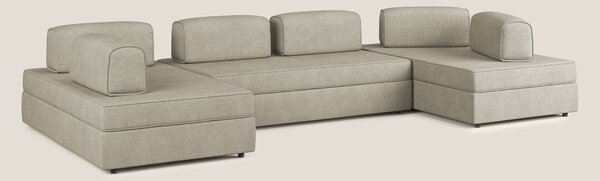 Liberty divano panoramico con pouf estraibile e schienali movibili in