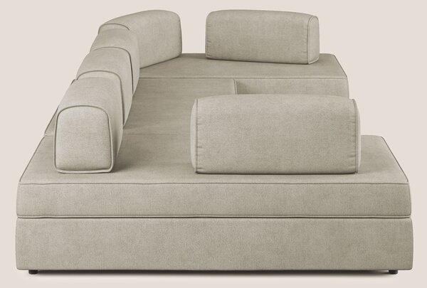 Liberty divano panoramico con pouf estraibile e schienali movibili in
