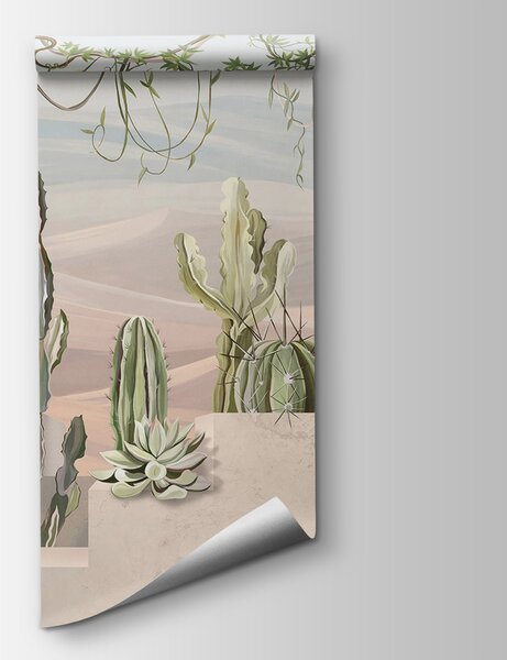 Carta da parati Murale con cactus e piante grasse, Carta da parati 3d, Carta da parati popolare, u96445 - Tapeko.it