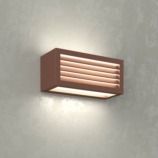 Applique Line Design E27 Mattone Ruggine Corten IP65 Antiabbagliamento