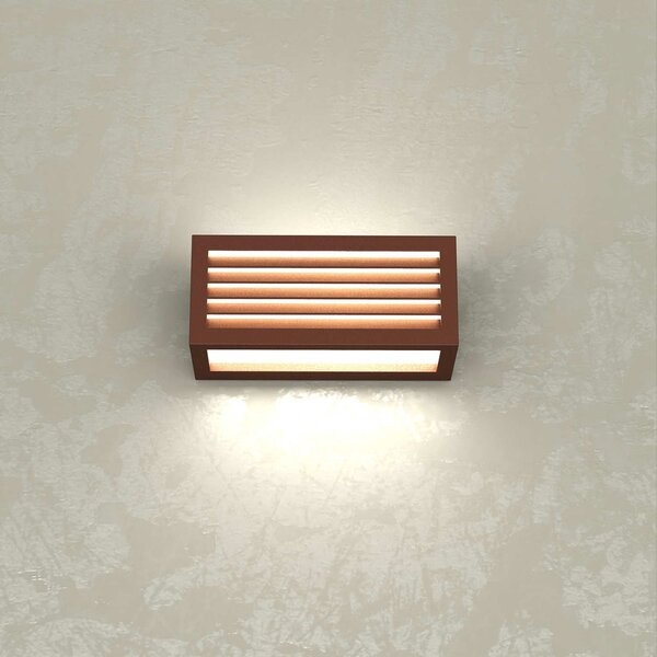 Applique Line Design E27 Mattone Ruggine Corten IP65 Antiabbagliamento