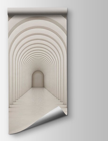 Carta da parati Corridoio bianco con finestre ad arco, Carta da parati 3d, Carta da parati popolare, u96604 - Tapeko.it