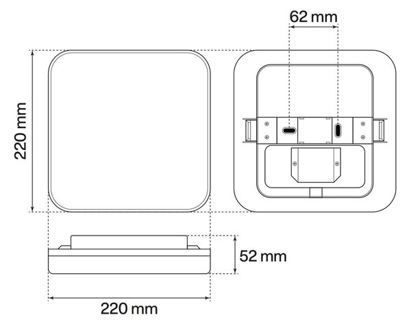 Plafoniera LED 18W IP65 Quadrata 22x22cm CCT Bianco Variabile