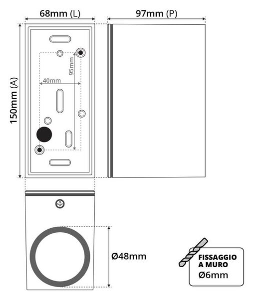 Applique Rettangolare Bidirezionale IP65 - GU10 Corten