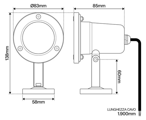 Faro ad immersione Orientabile per piscine e fontane IP68