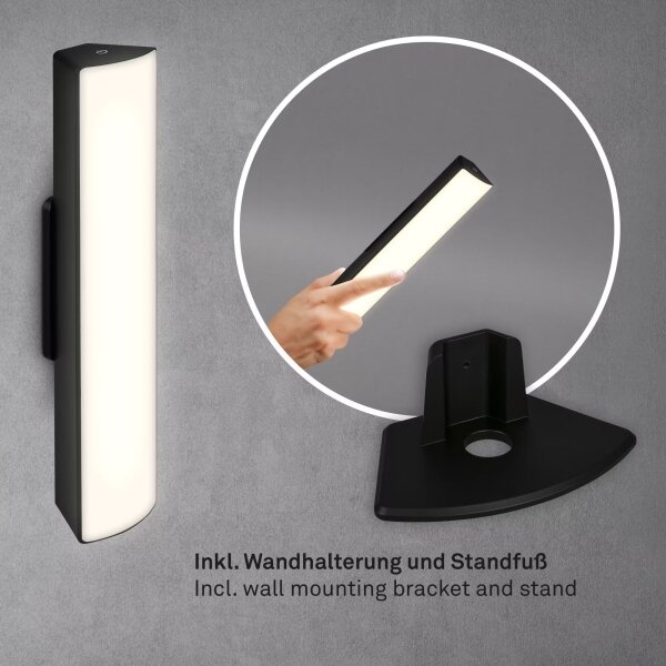Briloner 7474-015 - Lampada da tavolo LED ricaricabile 7W 5V 3000K nera