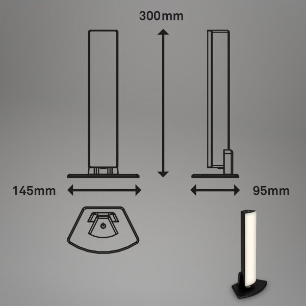 Briloner 7474-015 - Lampada da tavolo LED ricaricabile 7W 5V 3000K nera