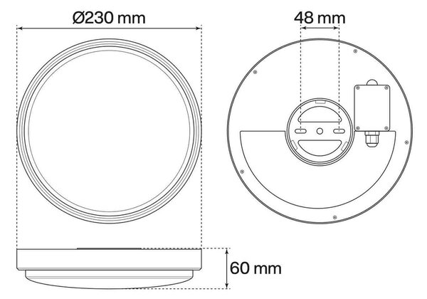 Plafoniera LED 18W IP65 CCT Ø23CM con Sensore di Movimento
