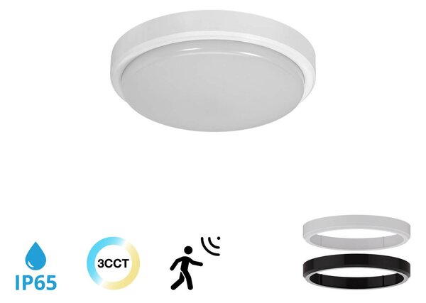 Plafoniera LED 18W IP65 CCT Ø23CM con Sensore di Movimento
