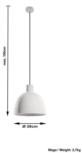 Lampadario a Sospensione in Cemento Bianco DAMASO E27 da interno