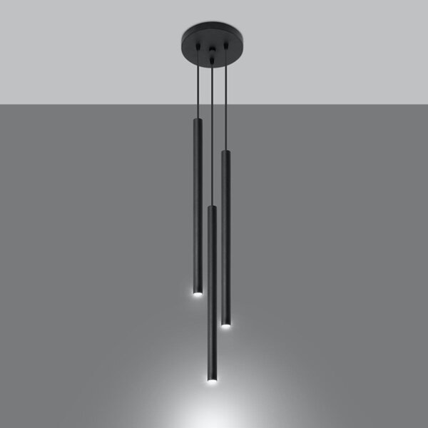 Lampadario in Acciaio a Sospensione 3xG9 PASTELO 3P Nero da interno
