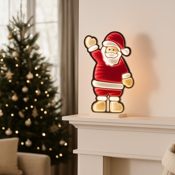 Lampada da tavolo natalizia Babbo Natale con LED e timer - Infinidade