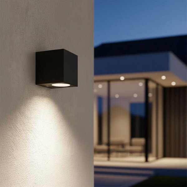 Applique Quadrata Monodirezionale IP65 - GU10 Nera