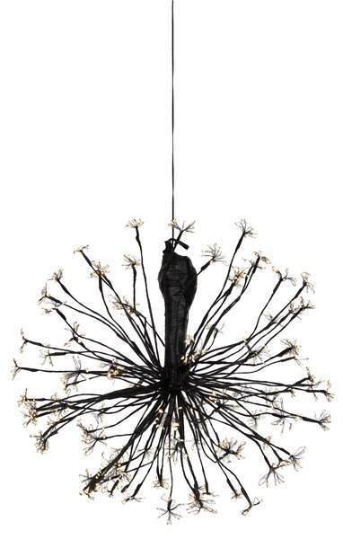 Lampada a sospensione natalizia sferica nera 60 cm con LED e timer IP44 - Nobu