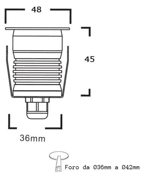 Segnapasso LED 3W IP67 Anti-Abbagliamento Professional Colore Bianco Naturale 4.000K