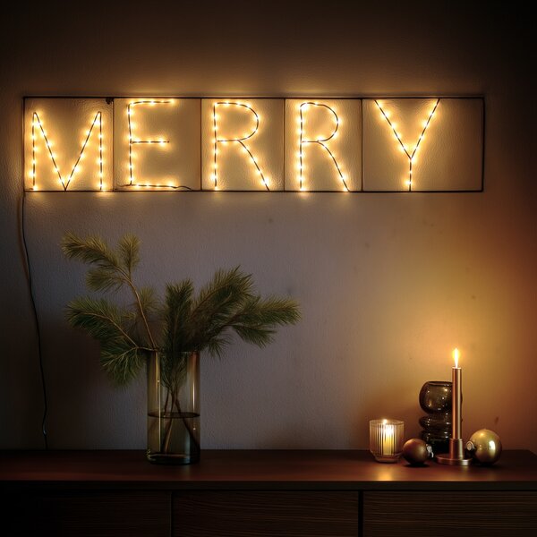 Lampada da parete natalizia nera MERRY incl. LED con timer IP44 - Yoro