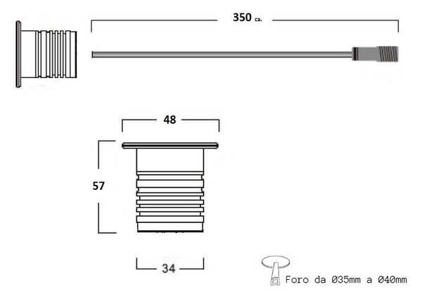 Faretto LED 3W RGB DMX512 per Piscine e Fontane IP68 - Professional Colore RGB