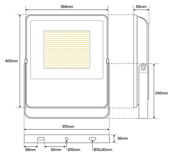 Proiettore LED 200W IP65 145lm/W con Osram chip LED Colore Bianco Freddo 6.000K