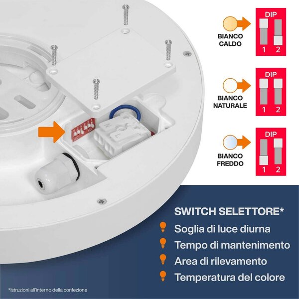 Plafoniera LED 34W IP65 Ø32CM CCT Bianco Variabile - Doppia cornice
