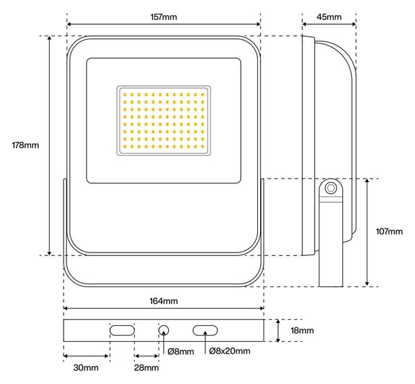Proiettore LED 30W IP65 145lm/W con Osram chip LED Colore Bianco Freddo 6.000K