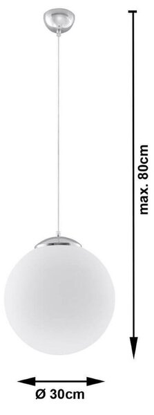 Lampada a Sospensione in Acciaio e Vetro UGO 30 E27 Ø30 Cromo