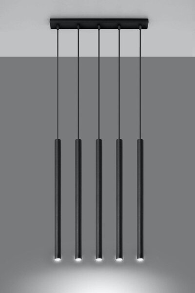 Lampadario in Acciaio a sospensione 5xG9 PASTELO 5 Nero da Interno