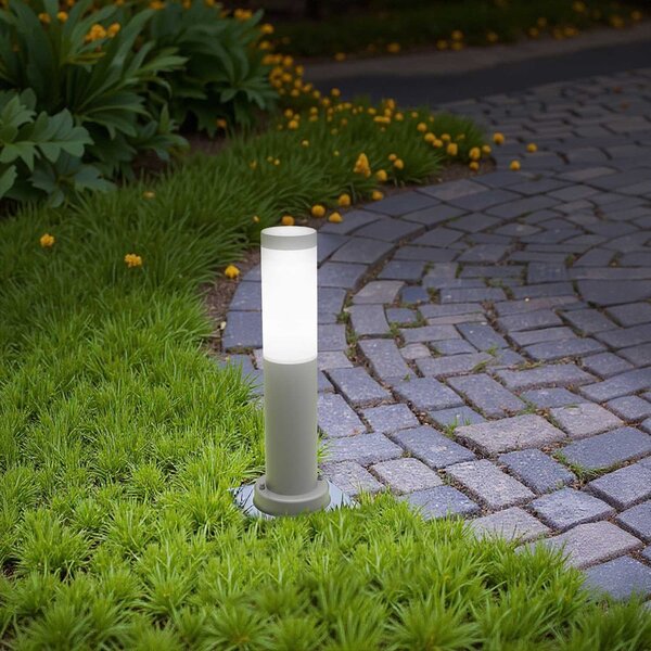 Paletto da Giardino 40cm acciaio inox GRIGIO IK06 IP54 base E27