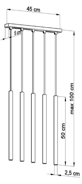 Lampadario in Acciaio a sospensione 5xG9 PASTELO 5 Nero da Interno