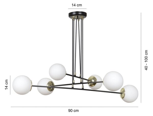 Lampadario a sospensione OGNIS 6 BLACK