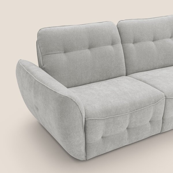 Cerbero divano angolare con pouf mobile in morbido bouclé impermeabile