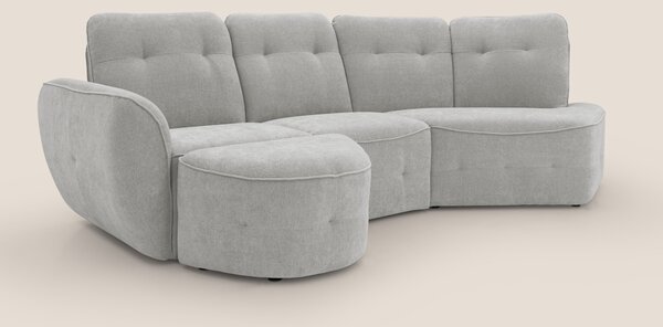 Cerbero divano angolare con pouf mobile in morbido bouclé impermeabile