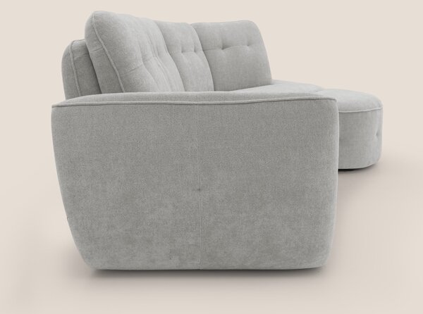 Cerbero divano angolare con pouf mobile in morbido bouclé impermeabile